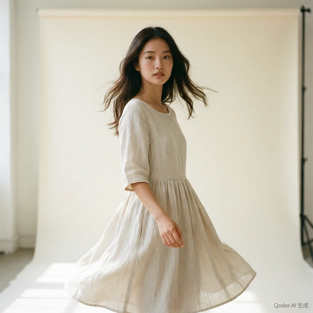 Linen outfit on model
